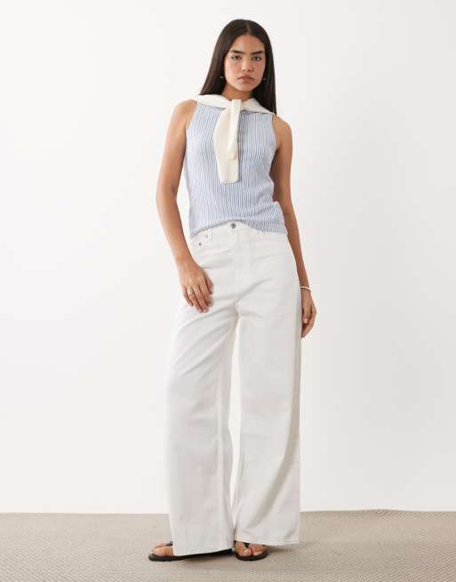 JDY - Gestreepte top met boothals in blauw, 3 van 4