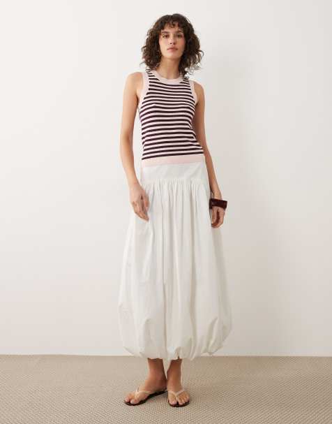 JDY – Gestreiftes Strick-Tanktop in Rosa und Burgunderrot - view 1