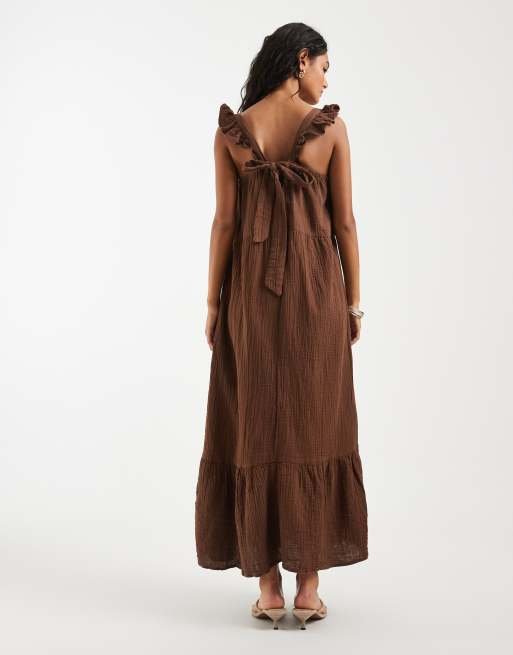 JDY – Gestuftes Maxikleid in Braun, 4 von 4