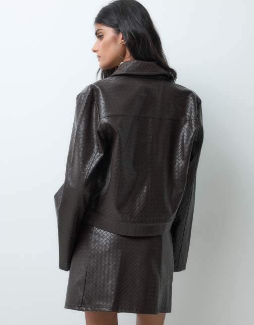 JDY gewebte PU-Jacke als Kombiteil in Braun, 5 von 5