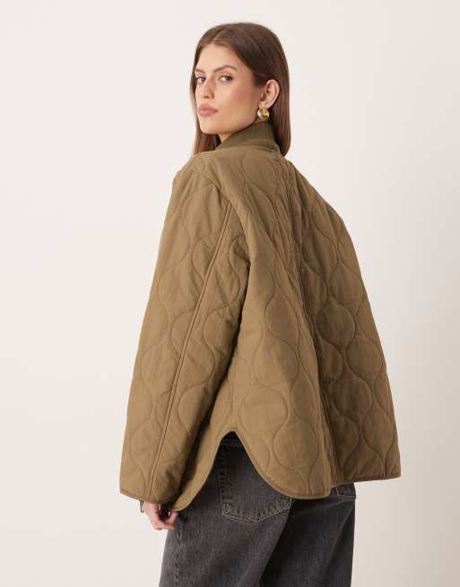 JDY - Giacca oversize trapuntata kaki chiaro, 2 di 4