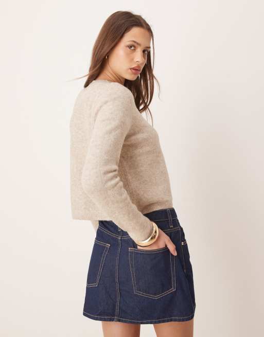 JDY - Gilet à col ras de cou en laine - Beige, 4 de 4