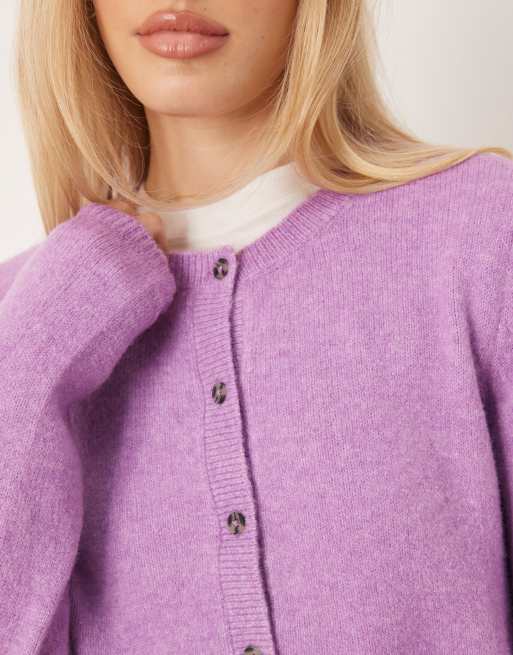 JDY - Gilet à col ras de cou en laine - Violet, 3 de 4