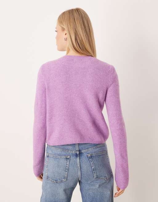 JDY - Gilet à col ras de cou en laine - Violet, 4 de 4
