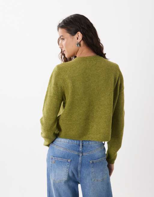 JDY gilet à col rond avec laine en vert, 4 de 4