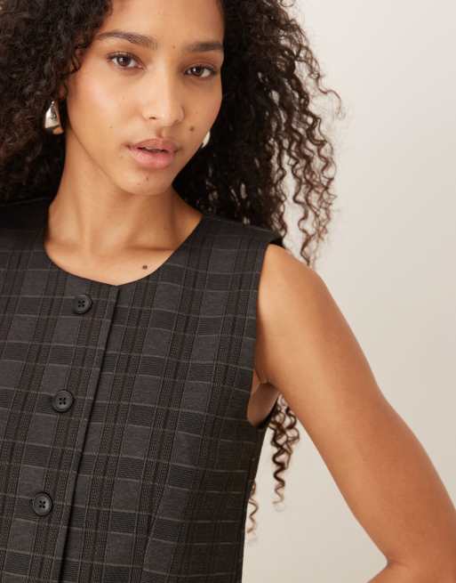 JDY - Gilet de tailleur habillé d'ensemble à carreaux - Gris foncé, 4 de 4
