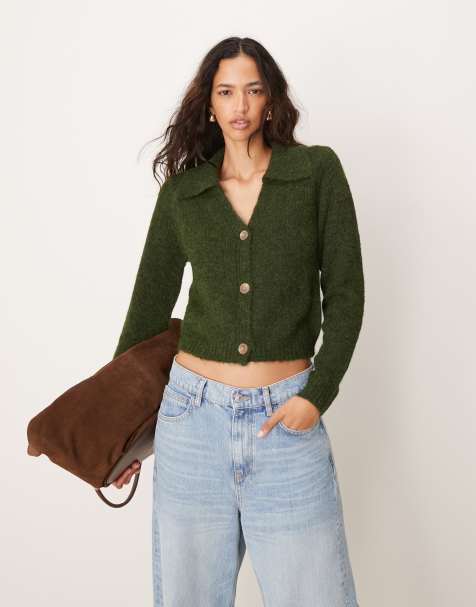 JDY - Gilet en maille à col polo - Vert foncé - view 1