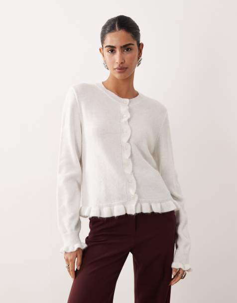 JDY - Gilet en maille à détails volantés - Blanc - view 1