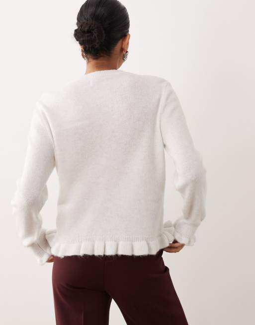 JDY - Gilet en maille à détails volantés - Blanc, 3 de 4