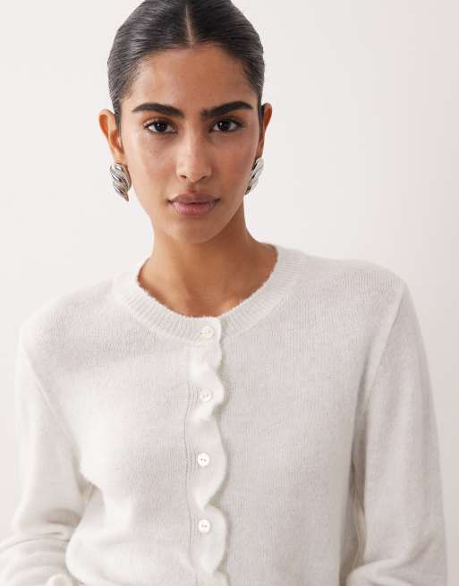 JDY - Gilet en maille à détails volantés - Blanc, 4 de 4