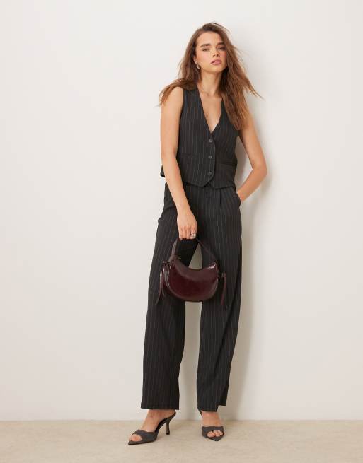 JDY - Gilet in donkergrijze krijtstreep, deel van co-ord set, 4 van 4
