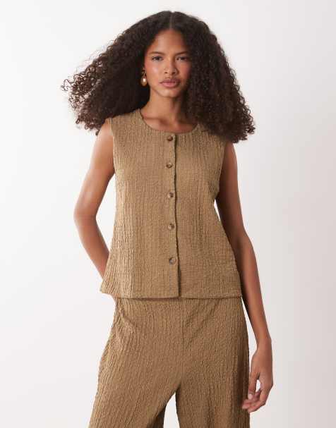 JDY - Gilet met textuur in lichtbruin, deel van co-ord set - view 1