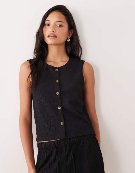 JDY - Gilet met textuur in zwart, deel van co-ord set - view 1