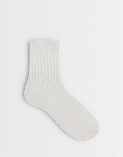 JDY glitter socks in silver - view 1