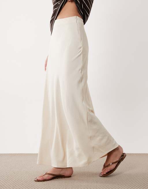JDY - Gonna lunga svasata in raso color crema, 2 di 5