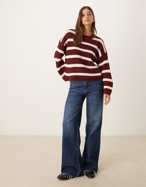 JDY – Grobstrickpullover in Burgunderrot, 3 von 4