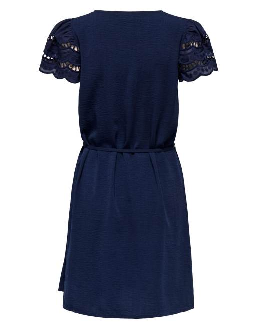 JDY Hannah mini jurk met korte mouwen in blauw, 7 van 7