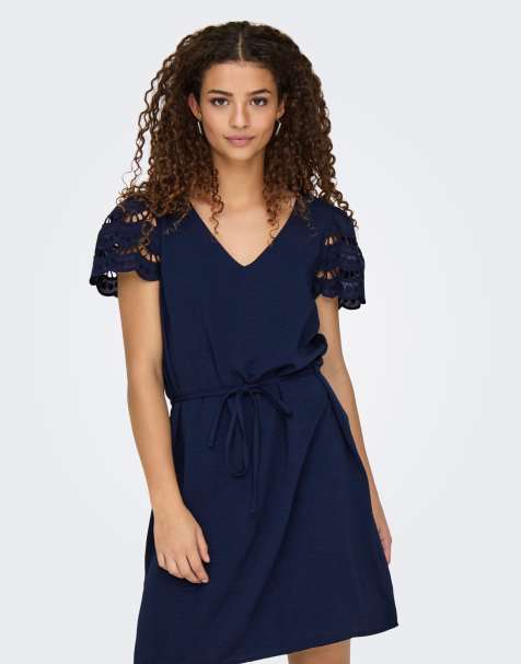 JDY Hannah mini short sleeve dress in blue - view 1