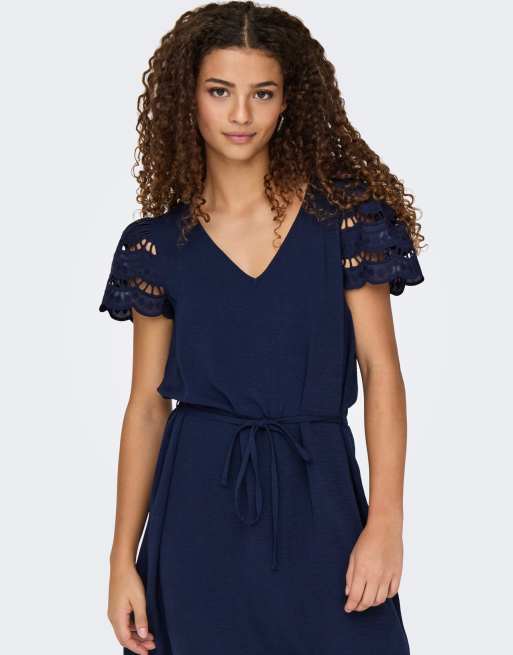 JDY Hannah mini short sleeve dress in blue, 4 of 7