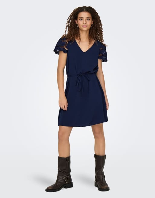 JDY Hannah robe courte à manches courtes bleue, 3 de 7