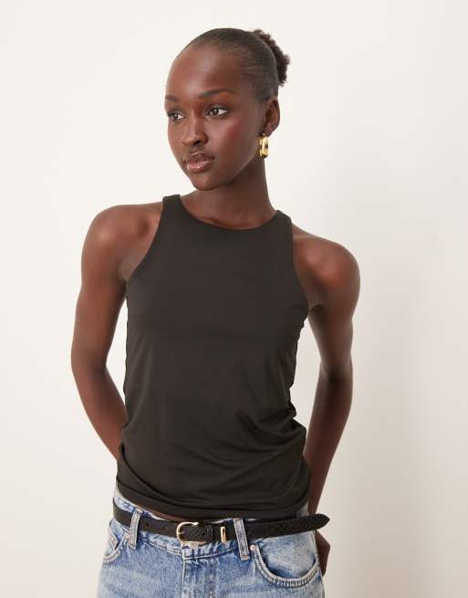 JDY – Hautenges Tanktop in Schwarz mit Ringerrücken