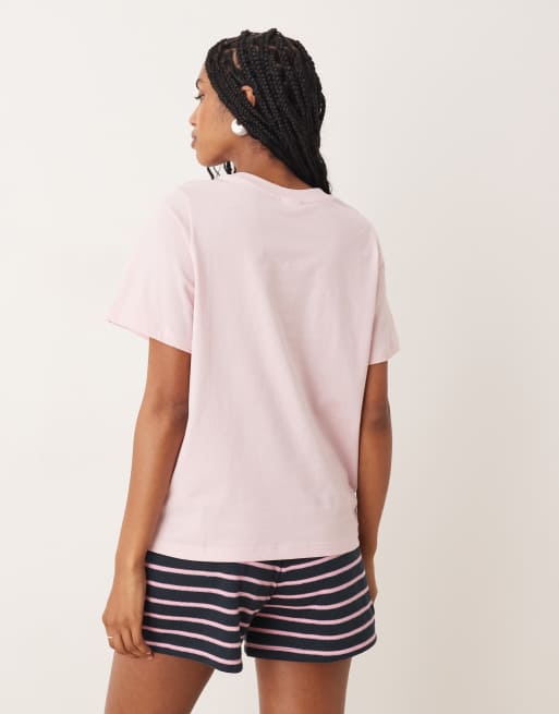 JDY heart print T-shirt in pink