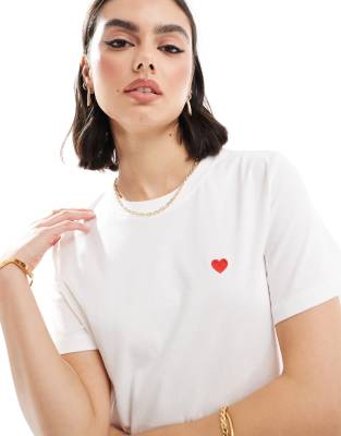 heart print T-shirt in white