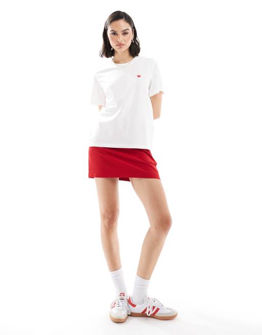 JDY heart print t-shirt in white