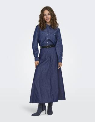 JDY - Hemd in mittlerem Denim-Blau