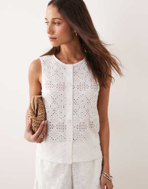JDY - Hemdje met kanten details in wit, deel van co-ord set - view 1