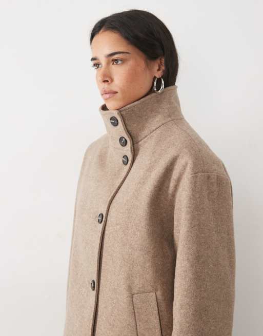 JDY high neck cape jacket in beige, 3 of 4