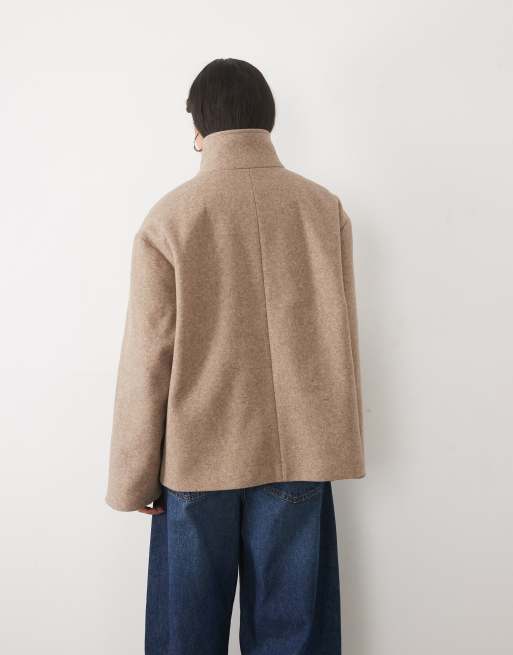 JDY high neck cape jacket in beige, 4 of 4