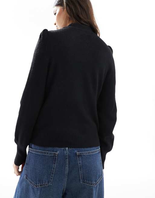 JDY high neck long sleeve jumper in black, 4 of 4