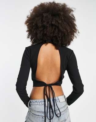 Jdy High Neck Lettuce Edge Top In Black In Black