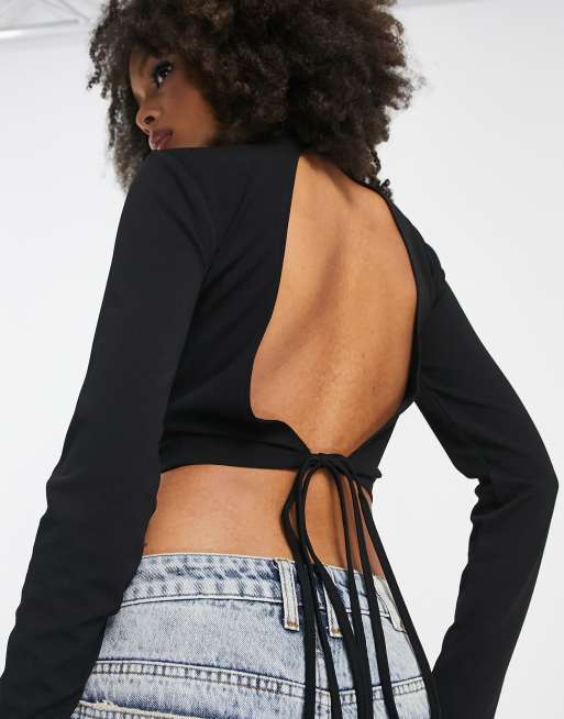 High neck low back on sale top