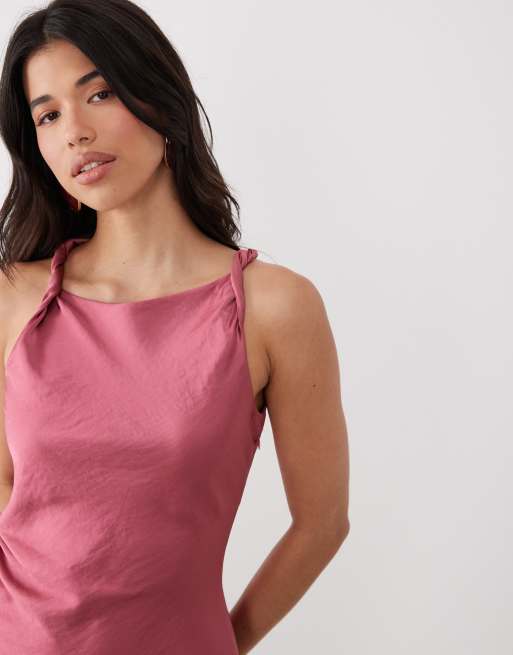 JDY high neck satin maxi dress in dusty pink, 3 of 4