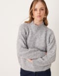 [JDY] JDY high neck textured knitted jumper in light grey melange XS Light grey