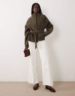 Jdy High Neck Wrap Jacket In Green