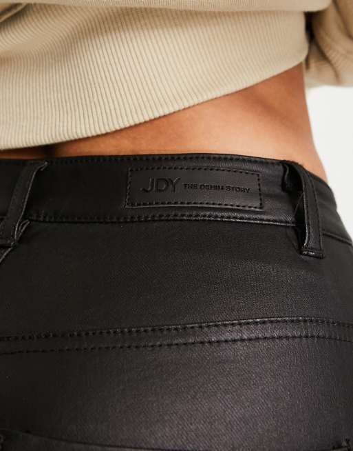 JDY high rise coated skinny jeans in black | ASOS