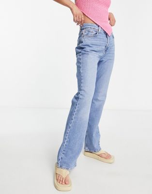 JDY high rise flare jeans in mid wash