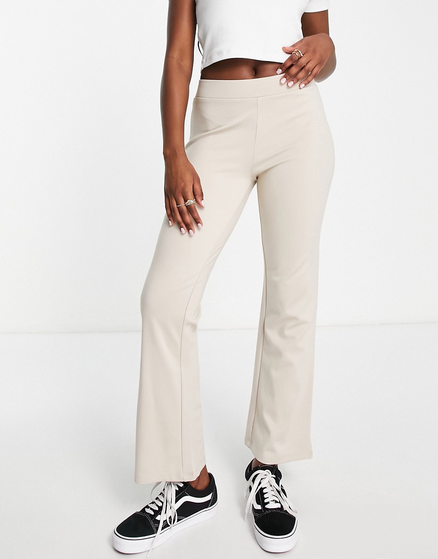 JDY high rise flared pants in sand-Neutral