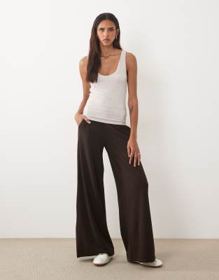 Jdy Tall Jdy High Rise Wide Leg Pants In Brown