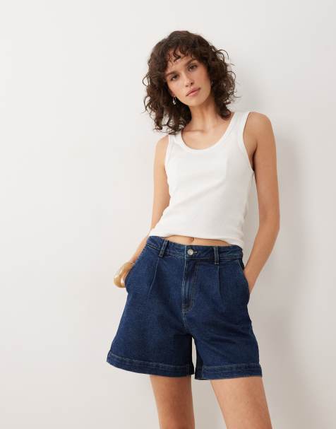 JDY high waist baggy denim shorts in mid blue - view 1