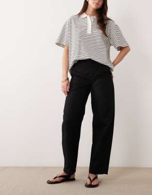 Jdy High Waist Barrel Leg Pants In Black