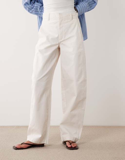 JDY high waist barrel leg trouser in whtie, 2 of 5