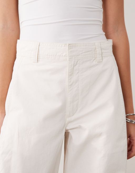 JDY high waist barrel leg trouser in whtie, 3 of 5