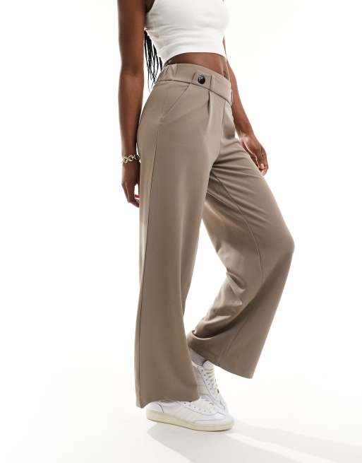 JDY high waist cropped wide fit tailored pants in taupe, 5 of 5