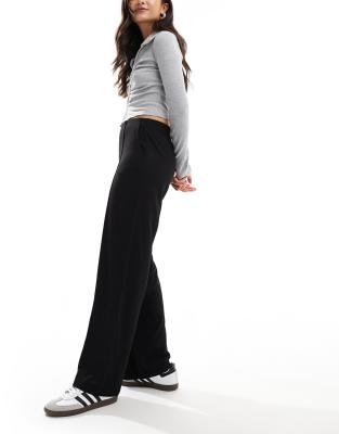 JDY high waist pants with front seam detail in black