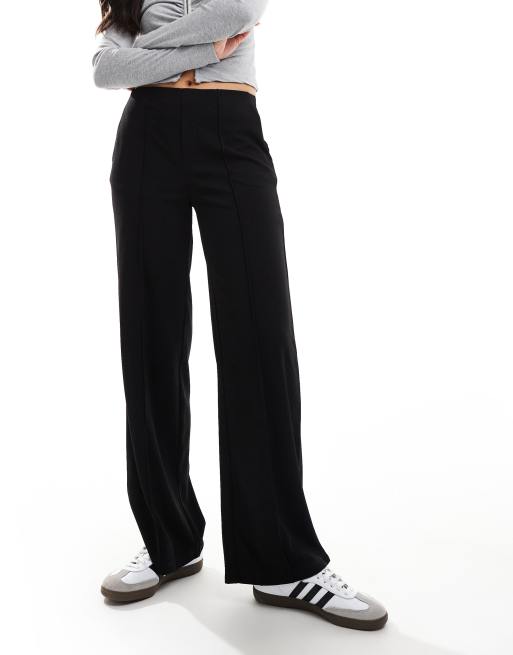 JDY high waist pants with front seam detail in black | ASOS