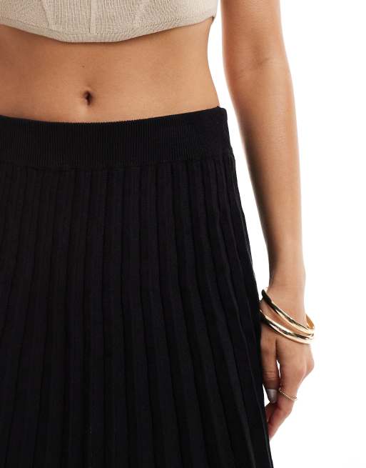 Black high waisted pleated mini skirt best sale